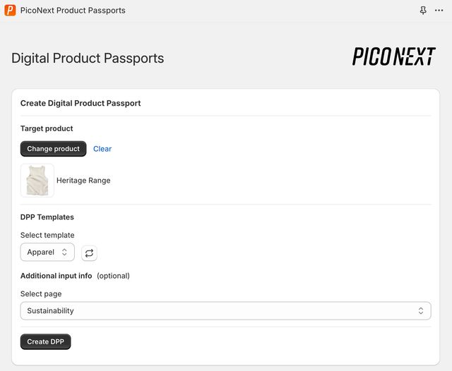 Image of the generative AI capability of PicoNext DPP Planner including configuration options